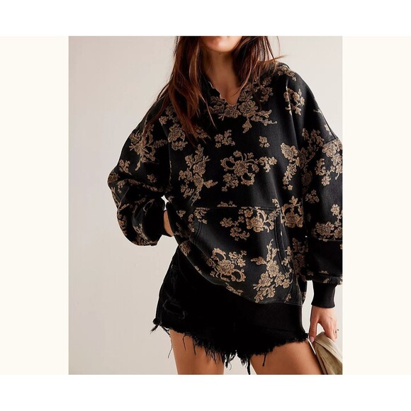 Free People Tops - Free People We The Free It's A Vibe Print Hoodie Top Oversized Slouchy XS 288045